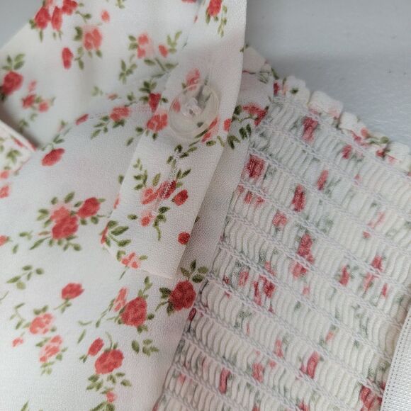 Reformation  Dress Sz 10 Hedy Faux Wrap Excellent Spring Mini Floral Guest Ivory - Picture 16 of 17